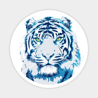 Cool Blue Tiger Vector Artwork Magnet